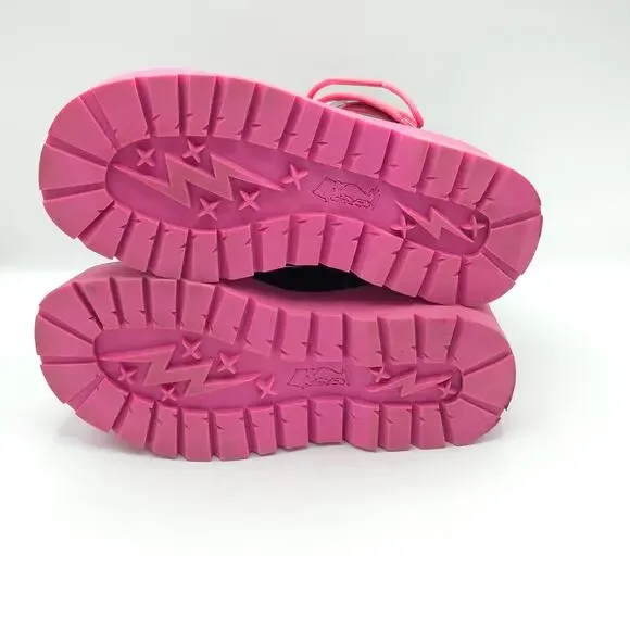 Current Mood Combat Boots DollsKill Pink Black women's size 6  CM20-468 - Picture 5 of 9